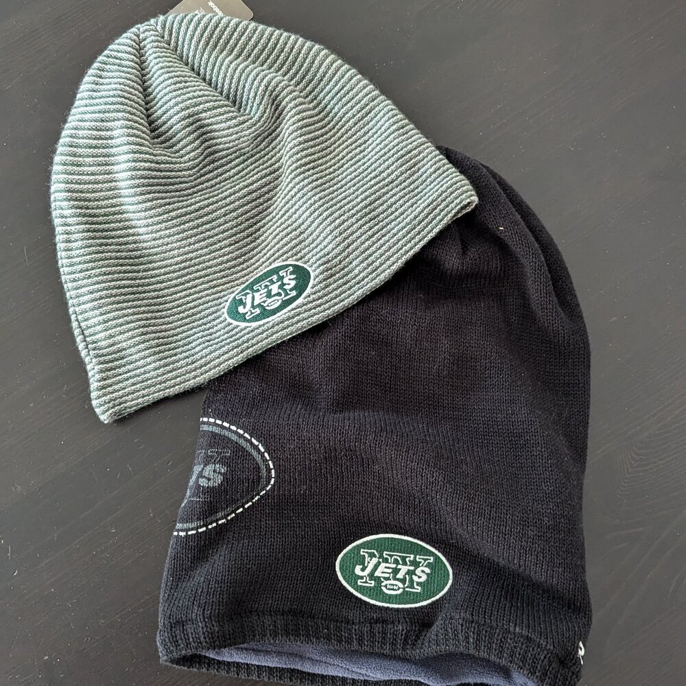 TWO New York Jets Beanies Knitted Hats